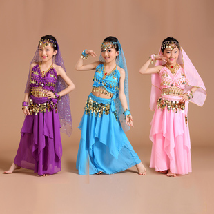 六一少儿舞蹈表演儿童，肚皮舞套装女童印度舞，演出服荷叶套装