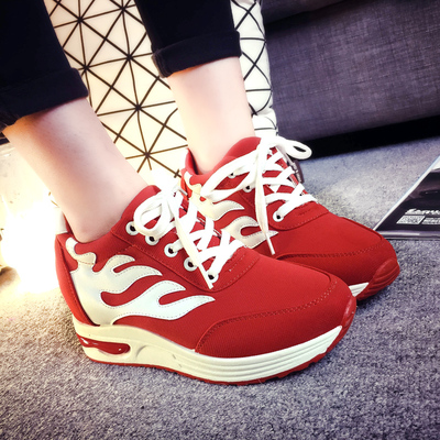 秋季运动鞋女内增高休闲女鞋2015韩版坡跟透气低帮鞋学生跑步鞋潮
