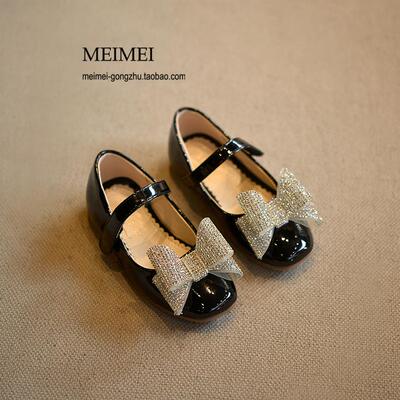 2016秋季新款儿童鞋时尚女童皮鞋蝴蝶结闪钻