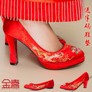 金喜华服 中式新娘婚鞋红色单鞋结婚龙凤褂绣花鞋高跟中跟鞋