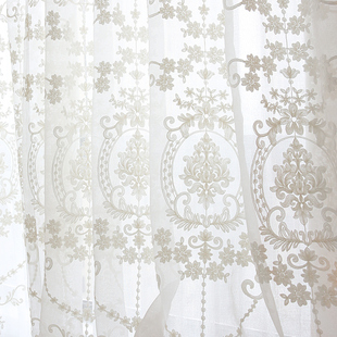 欧式现代窗纱白色蕾丝窗帘，纱帘布料短窗帘成品，卧室客厅飘窗阳台纱