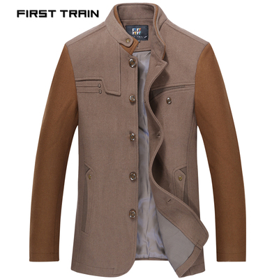 FT男装 男士高品质商务立领羊毛外套 毛呢大衣 保暖呢子大衣男款