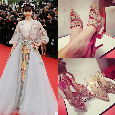 秋冬季小辣椒明星同款尖头高跟鞋细跟浅口水晶水钻凉鞋女新娘婚鞋