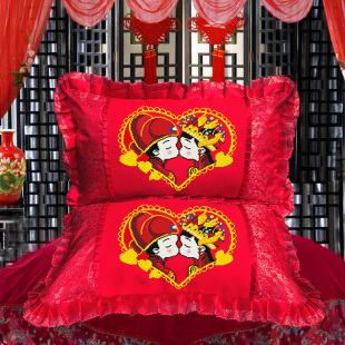 喜庆结婚款十字绣抱枕，5d印花卡通情侣枕头套，一对卧室沙发靠垫