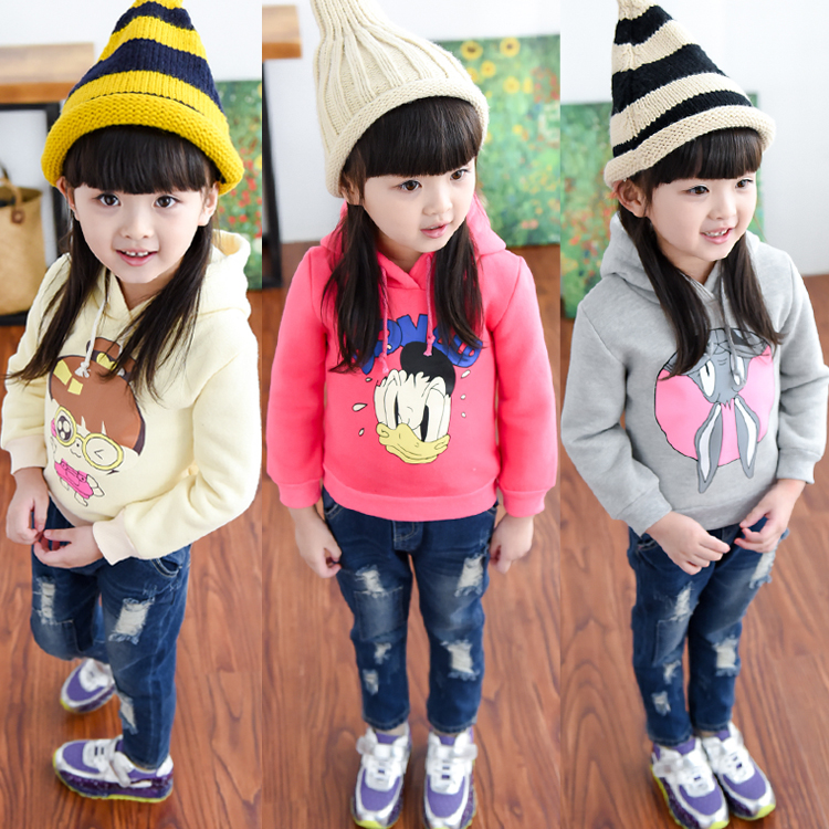 儿童女童女孩宝宝套头连帽抓绒卫衣打底衫上衣潮2019春装新款A827在类目 童装/婴儿装/亲子装, 卫衣/绒衫中 - 来自Buy2taobao.com提供专业的淘宝代购服务