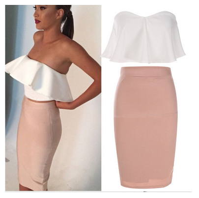 夏款欧美性感荷叶抹胸包臀中裙两件套套装 大量现货|msdalam kategori Butik wanita / wanita, Bra - dari Buy2taobao.com untuk memberikan perkhidmatan ejen Taobao profesional membeli