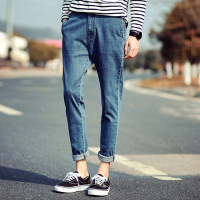男装林弯弯复古潮牌牛仔裤男小脚裤男韩版简约