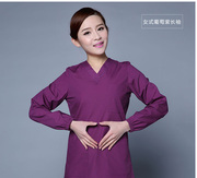 南丁格尔 男女纯棉V紫色洗手衣套装长袖短袖紫刷手服衣隔离衣手术