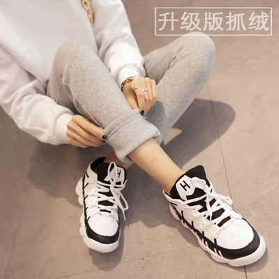 秋冬季加绒加厚直筒运动裤女宽松大码休闲裤初