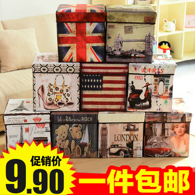 儿童宝宝卡通玩具折叠收纳凳可坐人皮革储物换鞋凳箱子小沙发凳子