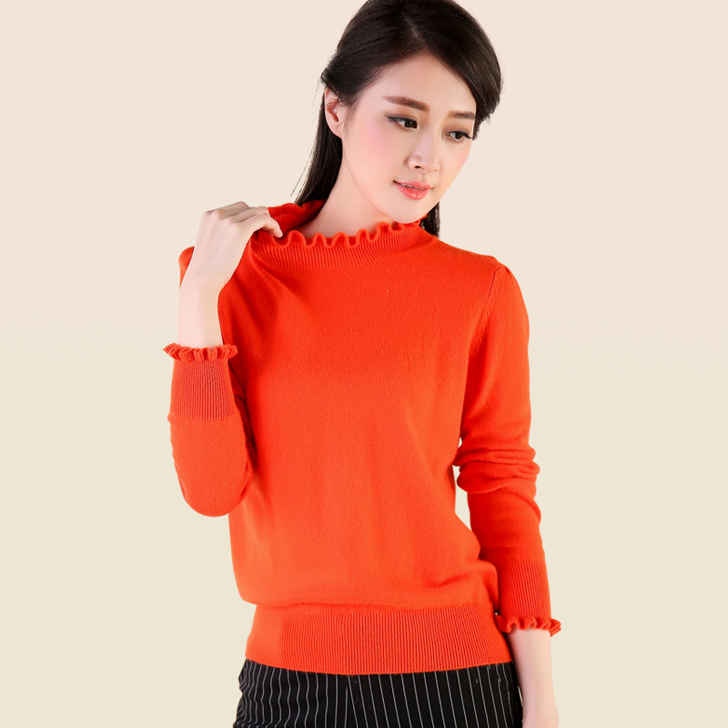 吉圣绒时尚新款纯色山羊绒衫女式立领木耳边女套头针织打底衫在类目 女装/女士精品, 毛衣中 - 来自Buy2taobao.com提供专业的淘宝代购服务