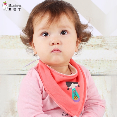 【特价清仓】宝宝口水巾婴儿三角巾新生儿纯棉毛巾料双层按扣围嘴