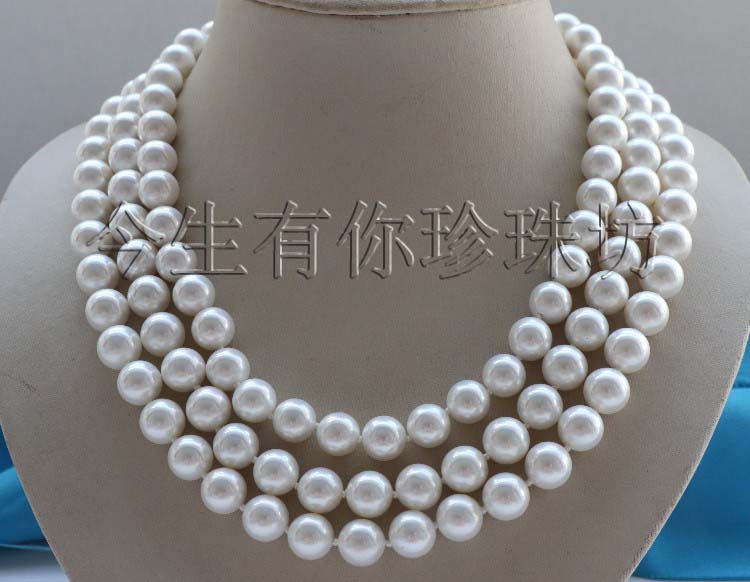 今生有妳3排10MM白色貝珠項鏈禮物服飾配飾女款時尚百搭全國包郵在類目 飾品/流行首飾/時尚飾品新, 項鍊中 - 來自Buy2taobao.com提供專業的淘寶代購服務