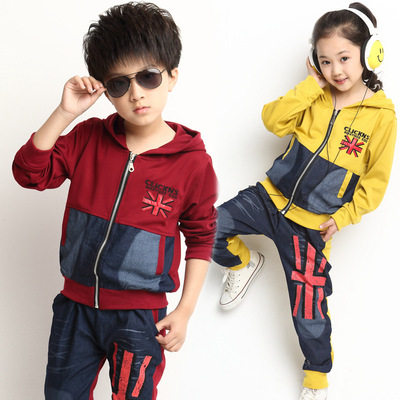 标题优化:新款韩版童套装男童秋装中大童儿童米字旗两件套