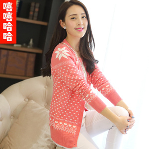 【图】春秋装新款<em>圆领针织</em>衫<em>开衫女短款</em>韩国宽