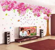 樱花墙贴画贴纸客厅，电视背景墙装饰温馨浪漫卧室，房间壁纸墙纸自粘