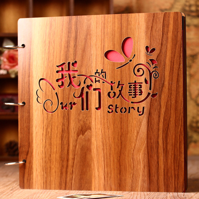 木质diy相册手工创意情侣浪漫相册本影集纪念册七夕情人节礼物