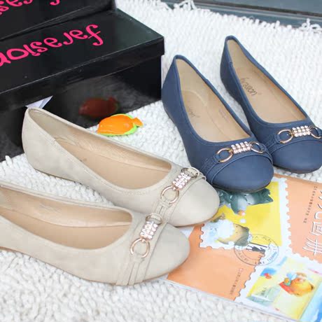 2014春季新款 外贸孤品 圆头水钻平跟单鞋女式