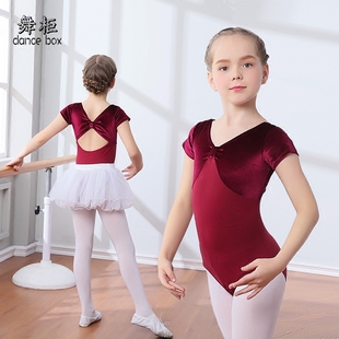 女童金丝绒舞蹈服夏儿童练功服短袖幼儿体操服少儿芭蕾形体服