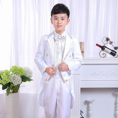 k花童礼服男童礼服套装，婚礼儿童燕尾服小西装钢琴演出服装男