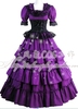 紫色收腰连身lolita长裙 蛋糕裙 泡泡袖 腰封可调节 送裙撑
