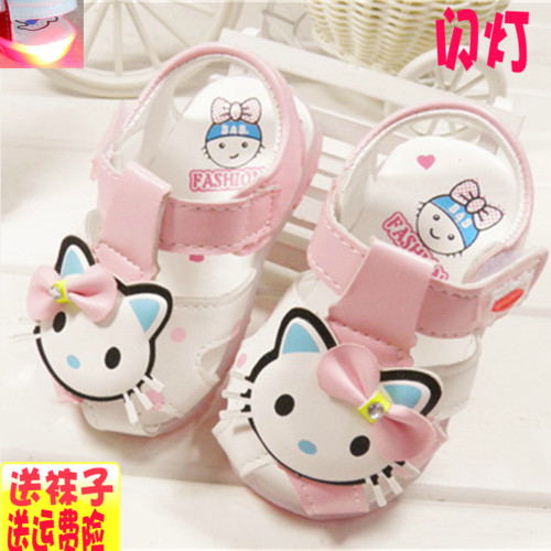 夏季寶寶閃燈學步鞋兒童涼鞋女嬰兒單鞋牛筋底卡通kitty貓0-1-2-3在類目 童鞋/嬰兒鞋/親子鞋, 涼鞋中 - 來自Buy2taobao.com提供專業的淘寶代購服務