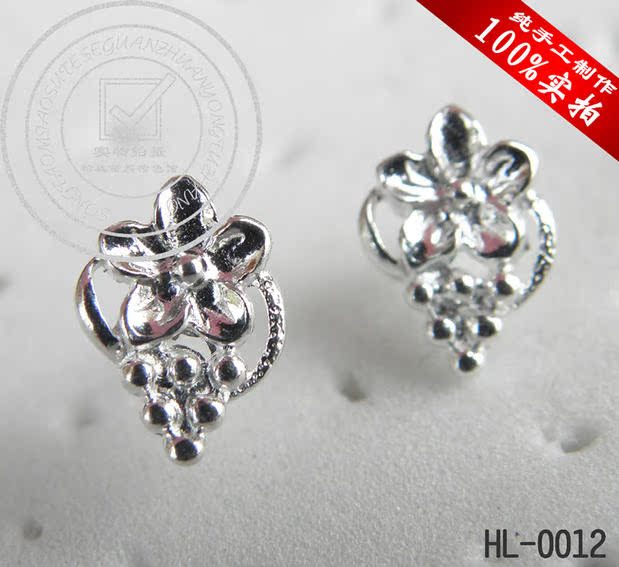 苗疆工艺 松桃火连纯银 银耳钉S990纯银女 梅花泪耳钉