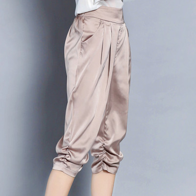 真丝裤子女裤夏桑蚕丝绸中裤打底裤修身七分裤