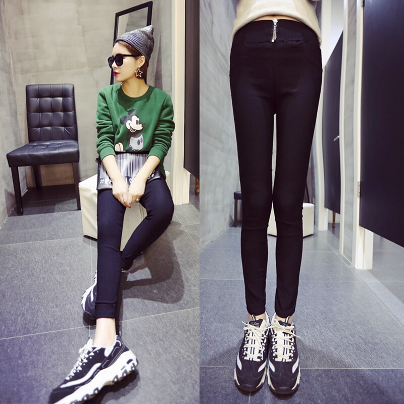 萱萱大码女装2015秋季新品胖MM高弹性黑色显瘦小脚裤外穿打底裤