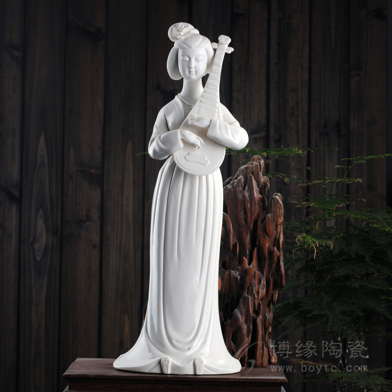 Tang Yun Dehua Porcelain classical Ladies Beauty Pipa character Sculpture a living room Study Kotofusa technology Decorationin the Home accessories , Decoration category - from Buy2taobao.com to provide professional Taobao agent buy service