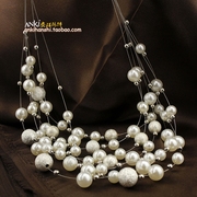 项链女短款韩版时尚多层珍珠，锁骨链明星气质森系颈链，毛衣装饰挂链