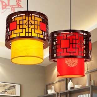 中式古典羊皮吊灯实木单头过道阳台灯复古茶楼，餐厅灯酒店大堂吊灯