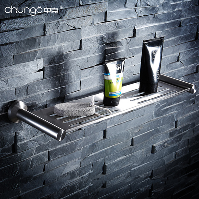 304不锈钢拉丝单层淋浴房洗澡间浴室卫生间镜前长方形置物架子