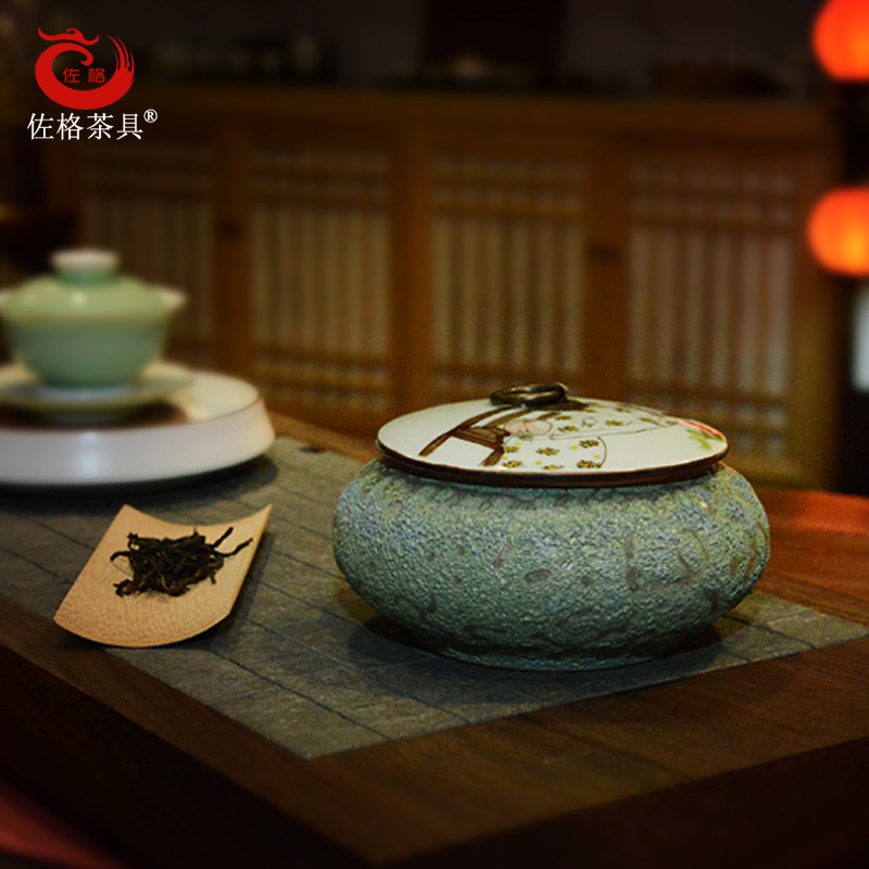 Herzog tea Hand drawn Ladies Tea pot Jingdezhen Ceramic Pu'er tea Storage tankin the Tableware , Tea set , Tea caddy category - from Buy2taobao.com to provide professional Taobao agent buy service