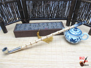 吴记出售长款传统老式烟具烟斗罗汉竹烟杆玉石烟嘴白铜烟锅