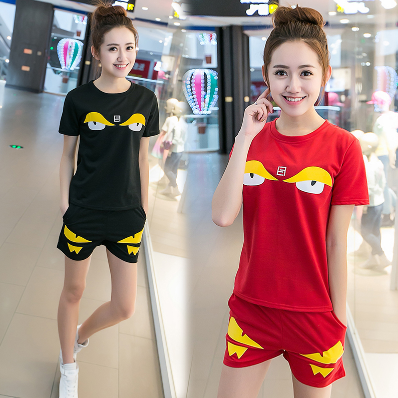 夏季运动套装女时尚短裤女士运动服姐妹装跑步