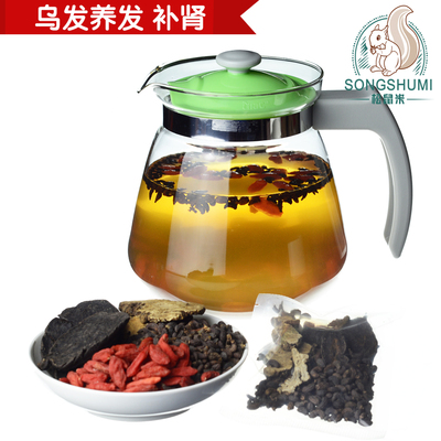 标题优化:生发乌发茶黑发茶养颜茶组合养生茶保健茶汉方育发茶防脱发补肾茶