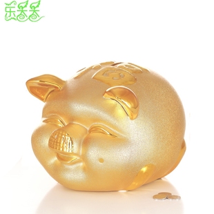 猪年吉祥物特大号福气金猪储蓄罐陶瓷摆件儿童旺财猪4寸-14寸