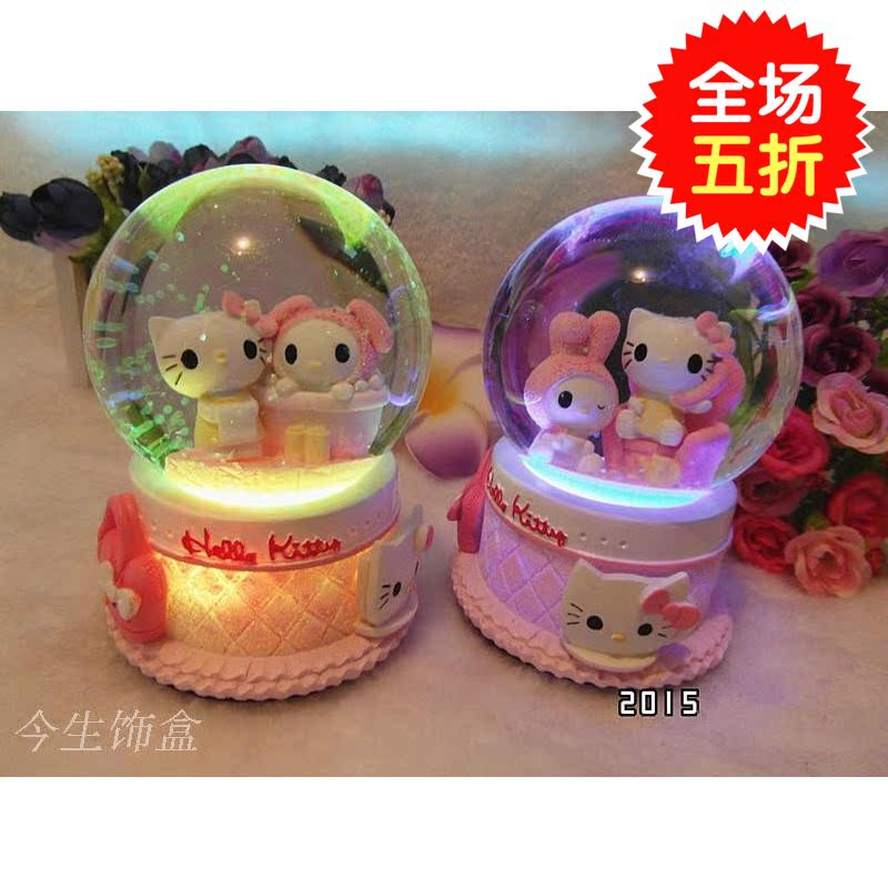 hellokitty凯蒂猫彩灯雪花水晶球音乐盒八音盒闺蜜朋友女生日礼物在类目 家居饰品, 装饰器皿, 音乐盒中 - 来自Buy2taobao.com提供专业的淘宝代购服务