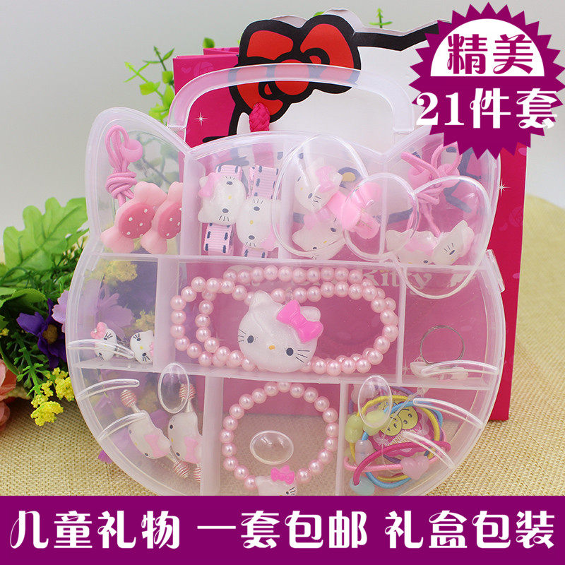 儿童发饰品组合套装礼盒装 kitty宝宝发夹发绳项链小女孩生日礼物