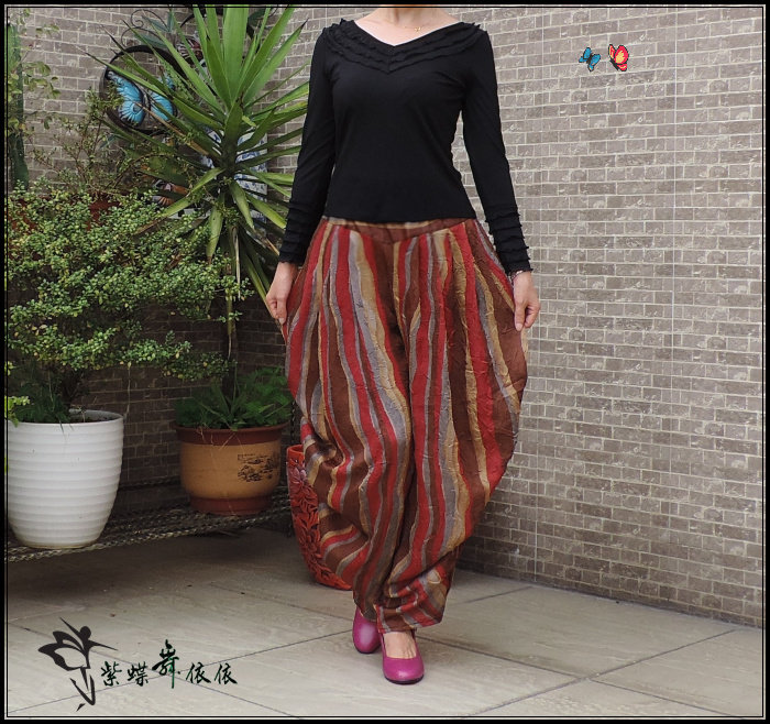 紫蝶舞依依 紫蝶广场舞 萝卜裤 哈伦裤 预售ZD2013黑色+ZD5005绿