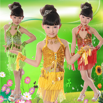 标题优化:六一儿童演出服装新款流苏拉丁舞表演服装幼儿比赛服包邮