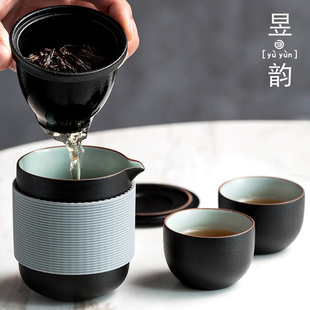 便携泡茶壶 快客杯一壶二杯旅行茶具套装陶瓷飘逸杯过滤茶杯两杯