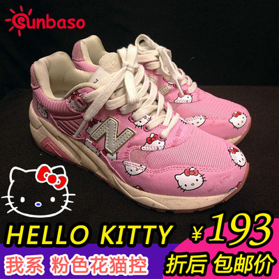 标题优化:韩国粉色凯迪猫N字鞋hello kitty凯蒂猫软妹粉内增高运动鞋女鞋潮