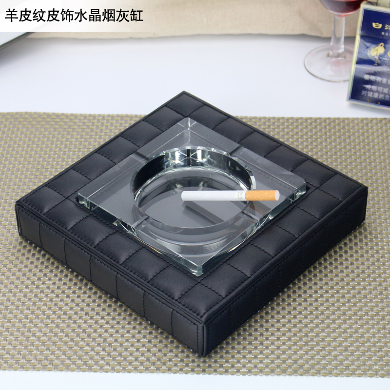 High-grade leather European style Home fashion crystal ashtray Glass originality personality Office Ashtray Outsize giftin the Festive supplies/Gift , Gift ideas , Fashion ashtray category - from Buy2taobao.com to provide professional Taobao agent buy service