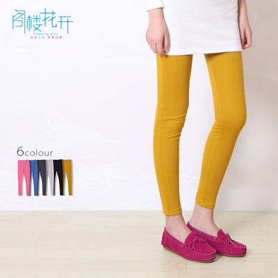 阁楼花开秋冬新款女式黑裤子韩版打底裤小脚裤