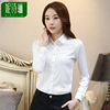 白色衬衫女长袖加绒加厚蕾丝雪纺衫职业装韩版女士衬衣保暖秋冬季