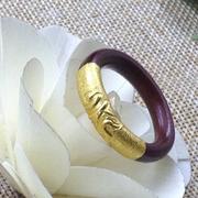 西藏鸡血藤戒指纯手工，黄金镶嵌十二生肖，戒指本命佛种子字藏式