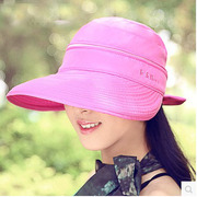 帽子 女 夏天遮阳帽 防紫外线太阳帽 大沿海滩帽可折叠防晒凉帽