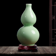 景德镇陶瓷器豆青釉仿古葫芦花瓶，插花现代家居，客厅装饰品摆件yql2